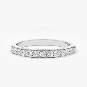 2MM Womens Diamond Wedding Band 14k White Gold