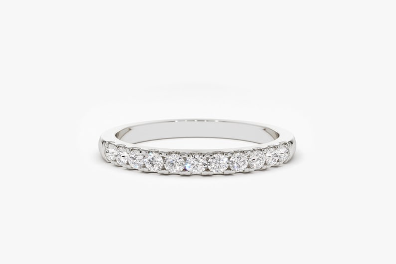 2MM Womens Diamond Wedding Band 14k White Gold