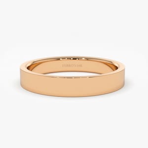 14k wedding band / Flat 3MM Gold Comfort Fit Wedding Band / 14k solid Gold Band / Men and Women wedding plain band by Ferko's Fine Jewelry 14k Rose Gold