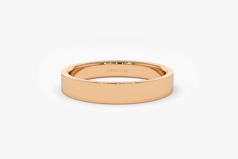 14k wedding band / Flat 3MM Gold Comfort Fit Wedding Band / 14k solid Gold Band / Men and Women wedding plain band by Ferko's Fine Jewelry 14k Rose Gold
