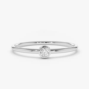 14k White Diamond Solitaire Ring