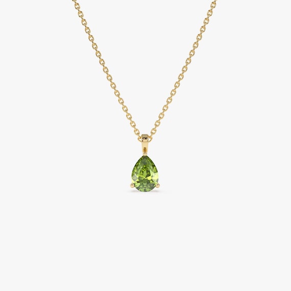 ペリドットネックレス、14Kソリッドゴールド0.65カラットのティア 