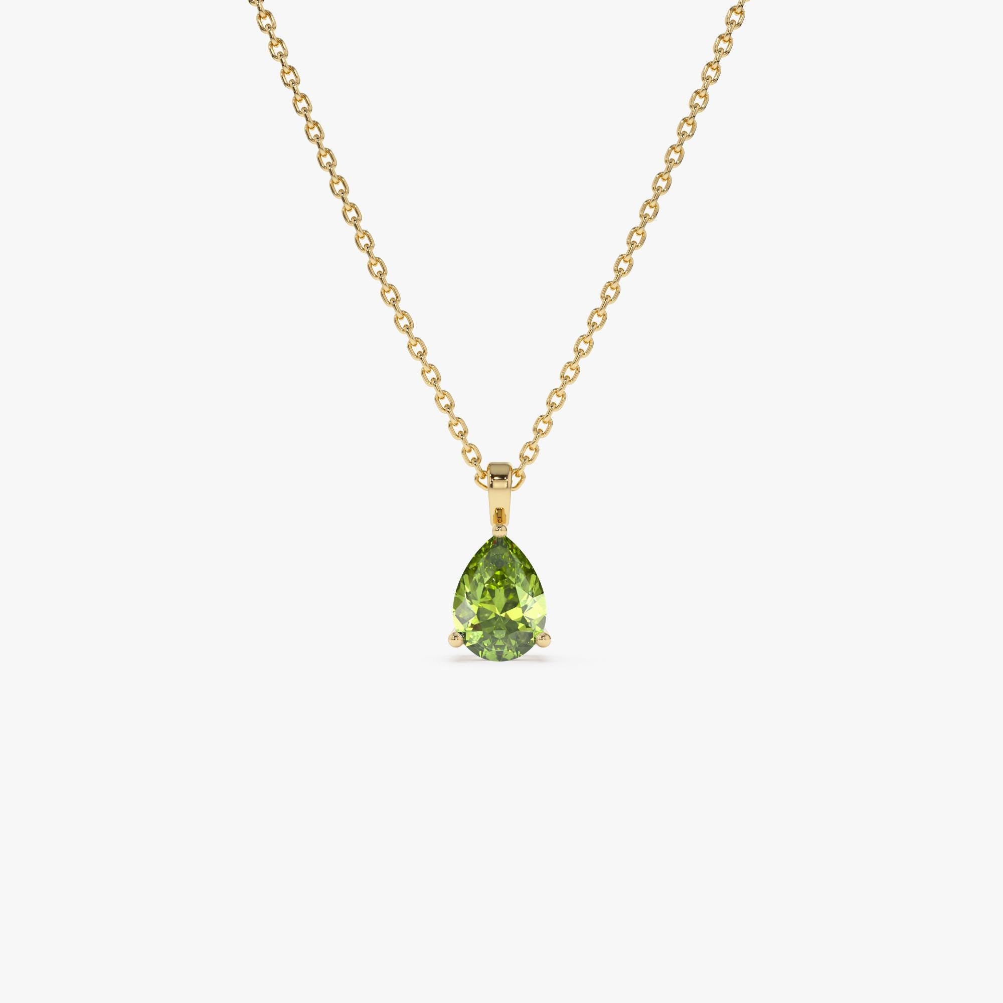 ペリドットネックレス、14Kソリッドゴールド0.65カラットのティア