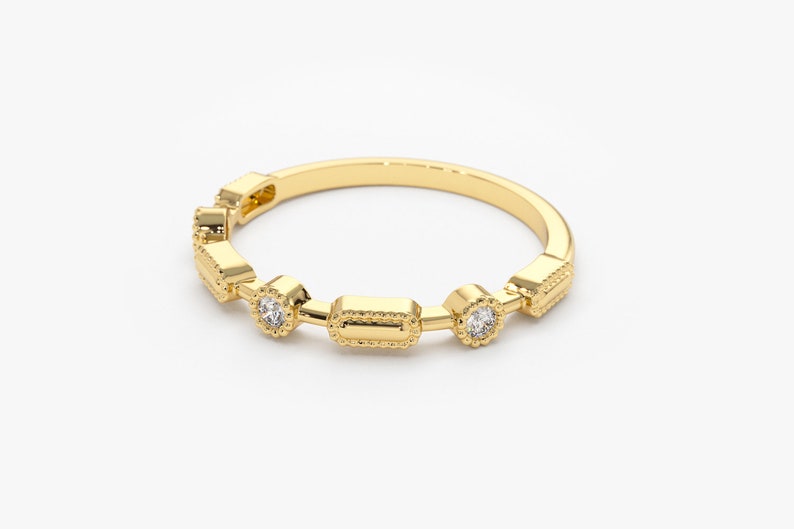 14K Stackable Diamond Wedding Ring
