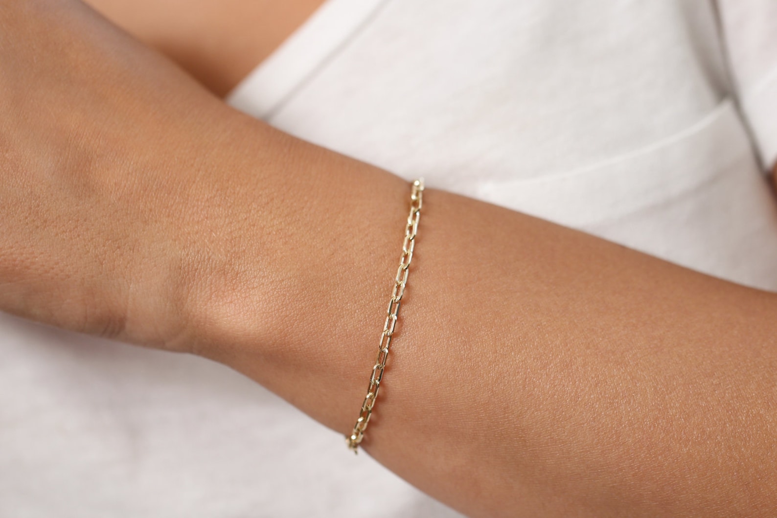 Paper Clip Bracelet / 14k Gold Paper Clip Link Bracelet 8 MM / Etsy