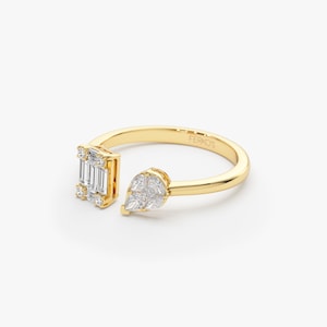 14k Gold Illusion Setting Diamond Toi et Moi Ring Side View