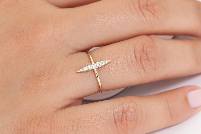 14k Gold Stackable Diamond Micro Pave Ring