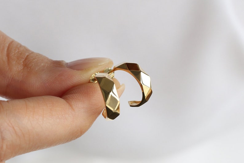 Gold Earrings 14k Solid Gold Statement Earring Bold Gold Earrings Pattern Earrings Birthday Day Gift Ideas by Ferkos Fine