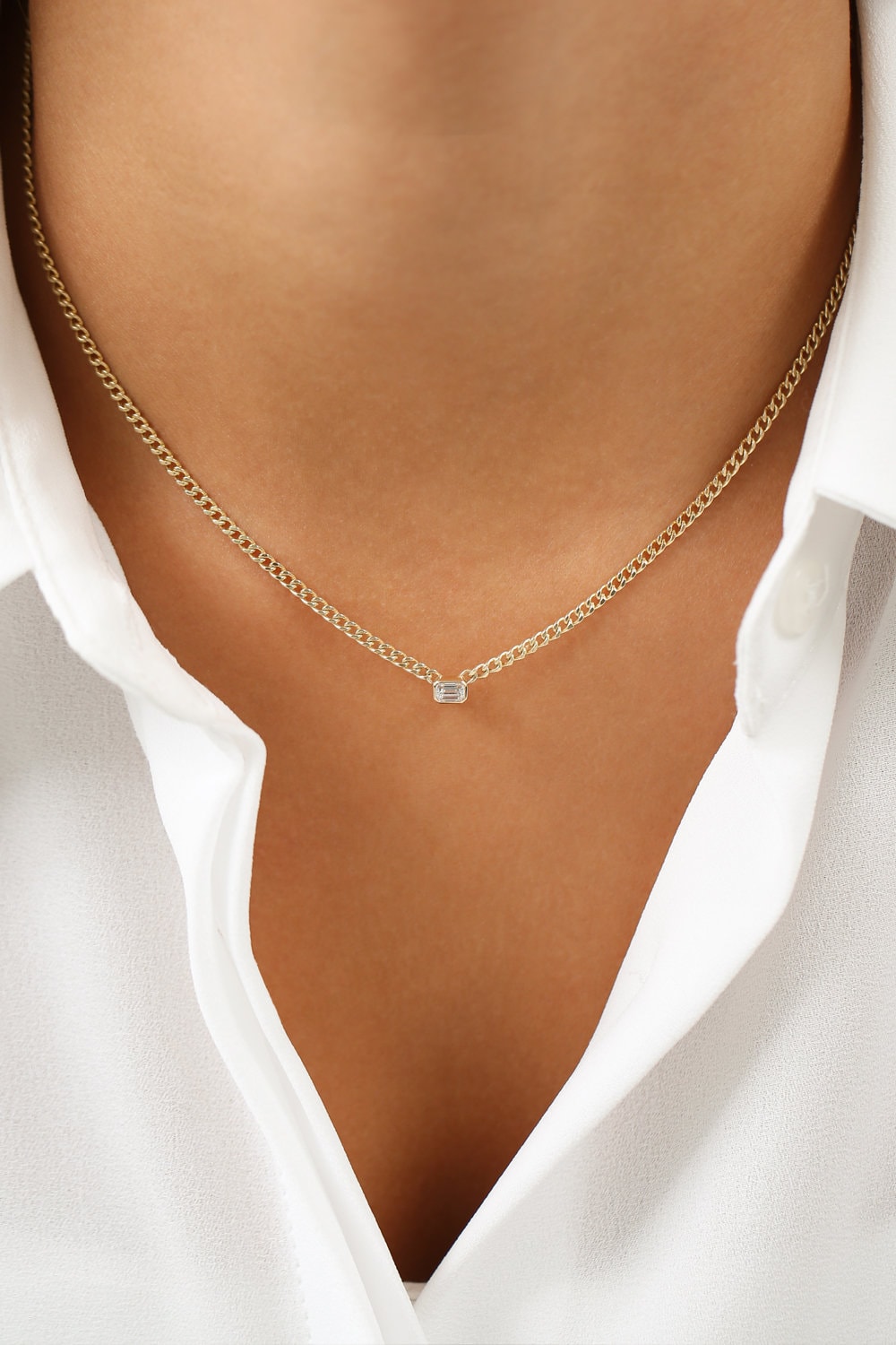 14k Gold Cuban Link Chain Necklace With 