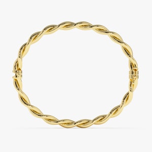 14k Gold Double Twisted Rope Stacking Bangle Bracelet