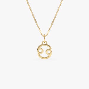 Cancer Zodiac Necklace, 14K Gold Cancer Sign Pendant, Astrology Jewelry Gift, Minimalist Horoscope Charm, Cancer Birthday Gift by Ferkos