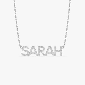 14K White Gold Diamond Name Necklace