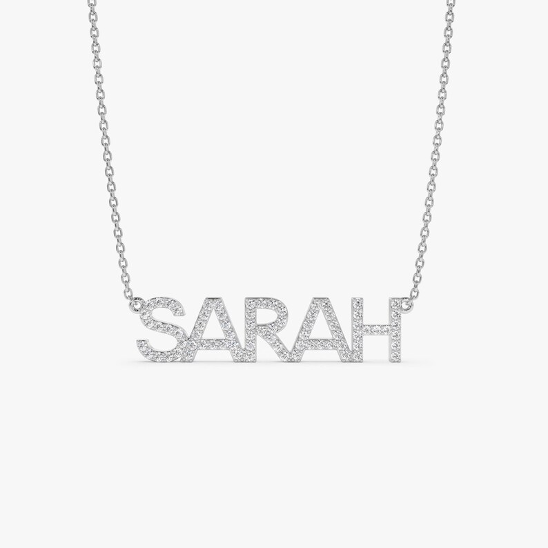 14K White Gold Diamond Name Necklace