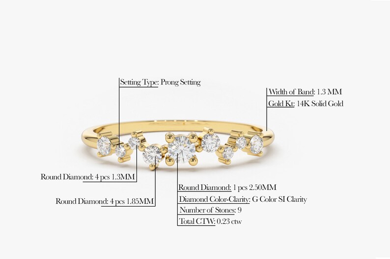Multi Stone Diamond Ring / 14k Gold Diamond Cluster Ring / - Etsy UK