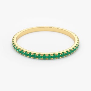 Micro Pave Emerald Eternity Band Top View