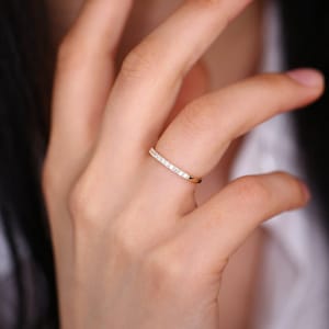 Diamond Wedding Ring 1/3ct in 14k Gold - 2MM Womens Diamond Wedding Band - Half Eternity Band - Diamond Anniversary Ring - Anniversary Gif