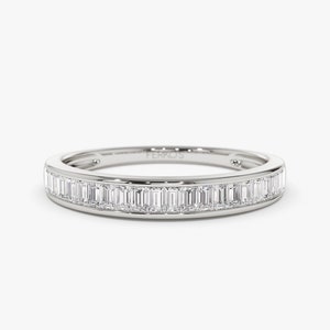 14k White Gold Baguette Diamond Wedding Band