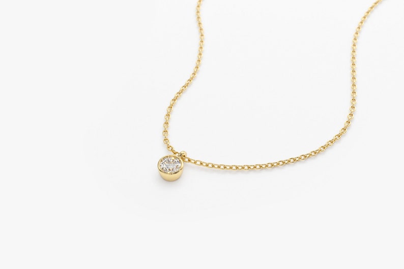 14k Diamond solitaire necklace