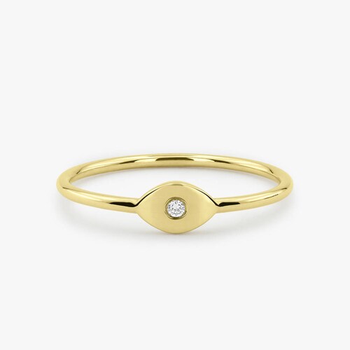 Evil Eye Ring / Evil Eye Diamond Ring in 14k Gold / Evil Eye Jewelry / Stacking Ring / Eye Ring / Gold Evil Eye Ring