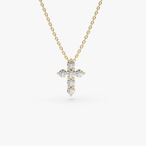 14k gold diamond cross necklace
