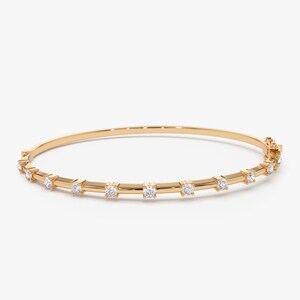 14K Rose Gold Diamond and Gold Bar Bracelet