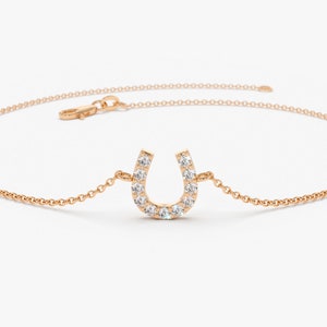 14k Rose Gold Lucky HorseShoe Charm Bracelet