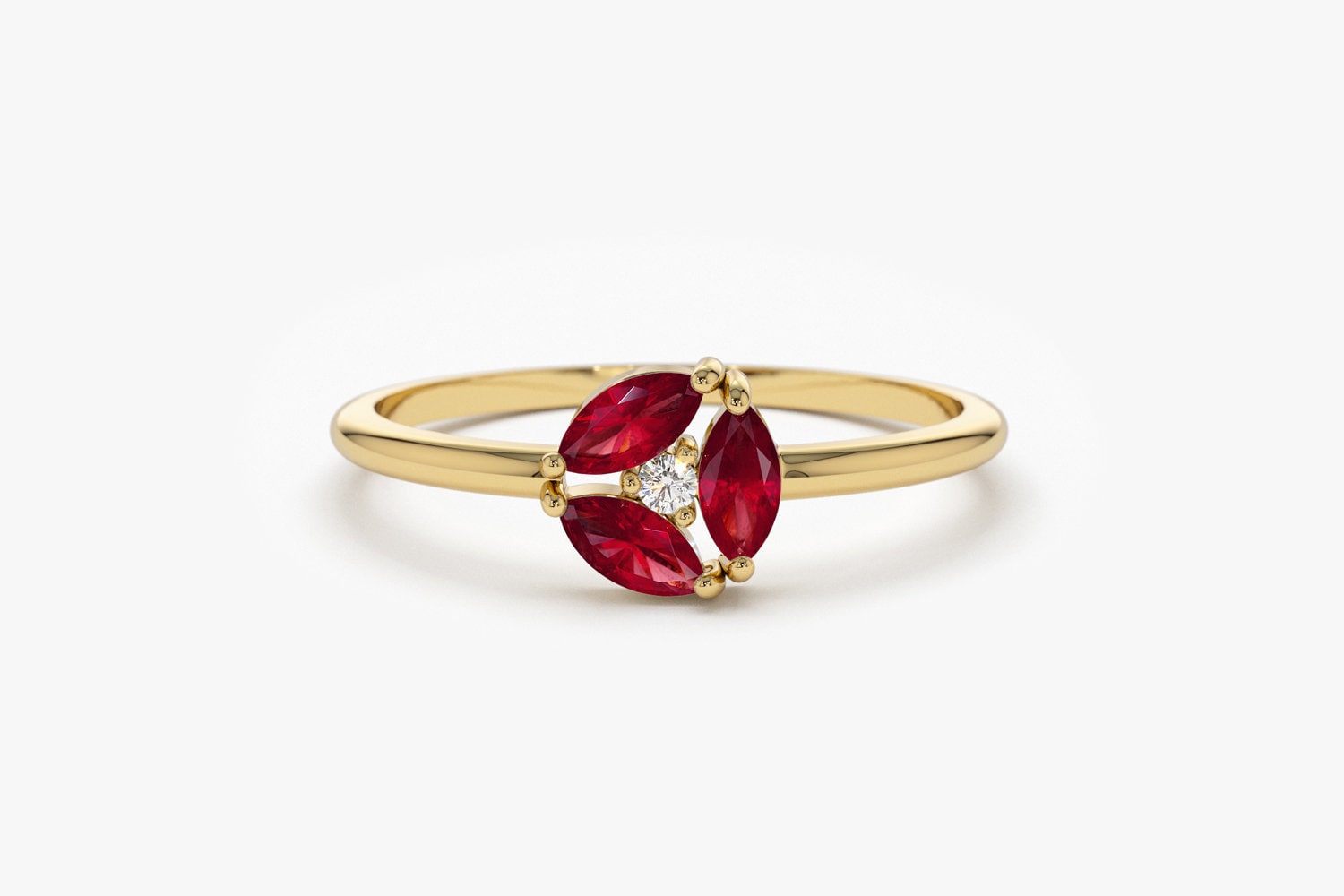 Ruby Ring / Ruby Cluster Ring in 14k Solid Gold / Engagement - Etsy