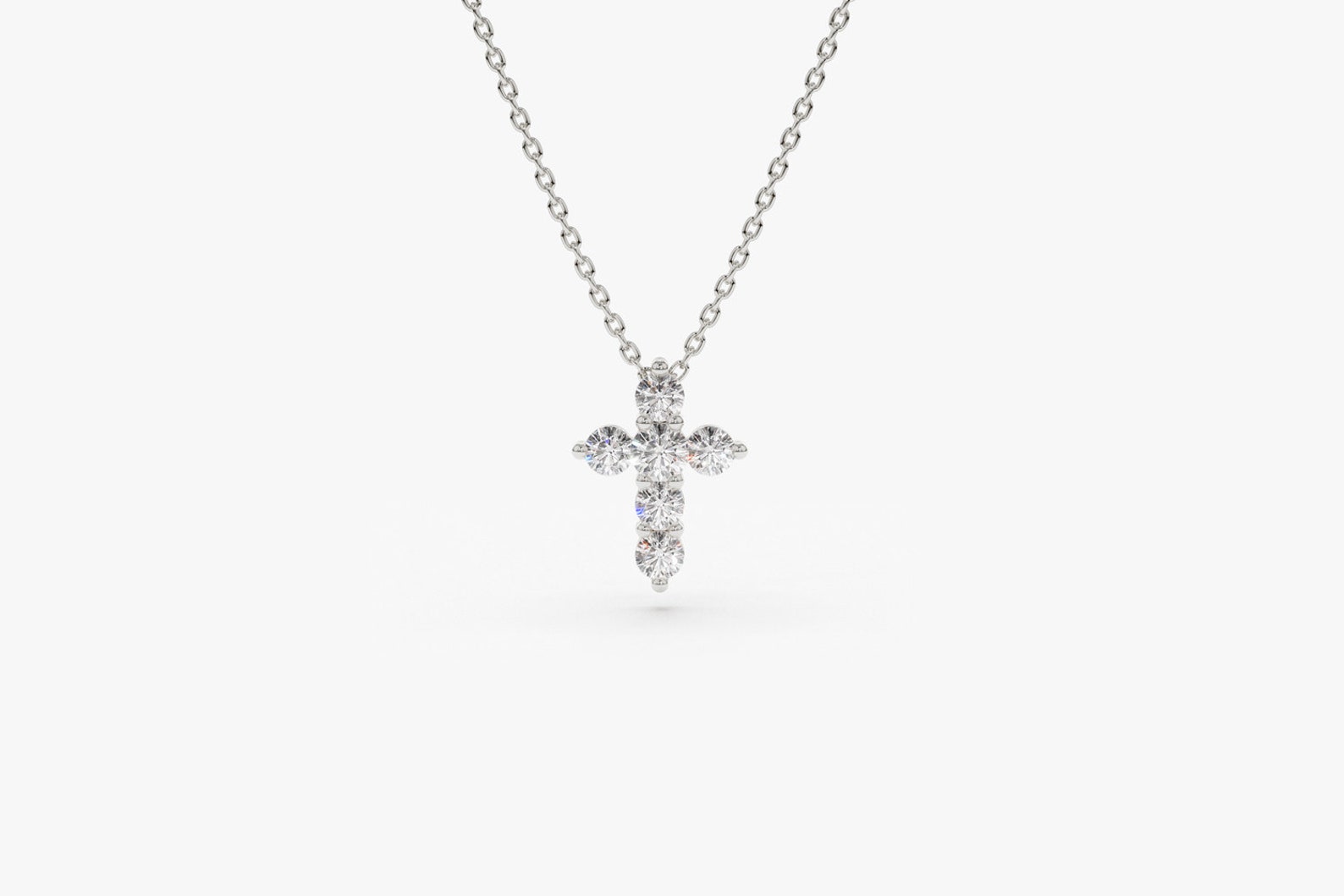 Tiny Diamond Cross Necklace /14k Gold Diamond Cross Necklace / Etsy