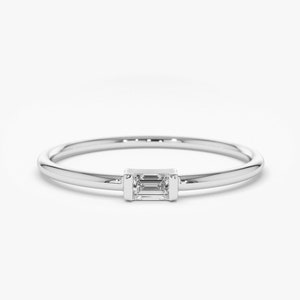 14k White Gold Baguette Diamond Engagement Ring