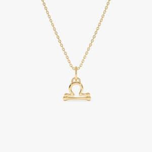 Libra Zodiac Necklace, 14K Gold Libra Charm Pendant, Astrology Sign Jewelry, Minimalist Horoscope Gift, Libra Birthday Gift by Ferkos