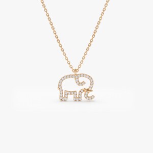 14k Rose Gold Diamond Elephant Necklace