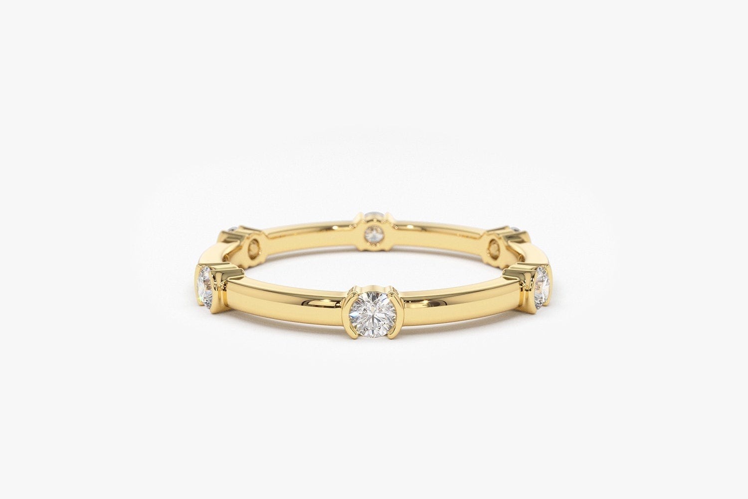 14 Gold Full Eternity Diamond Women's Wedding Ring / Round - Etsy