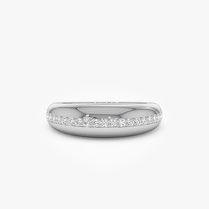 14k White Gold Diamond Dome Ring