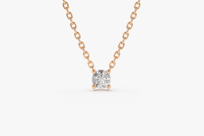 14k Rose Gold Diamond Solitaire Necklace