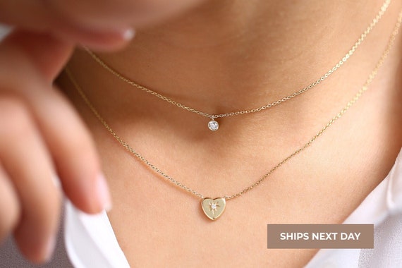 Rose gold clearance floating diamond necklace