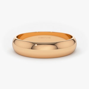 14k Rose Gold 4MM Dome Wedding Band