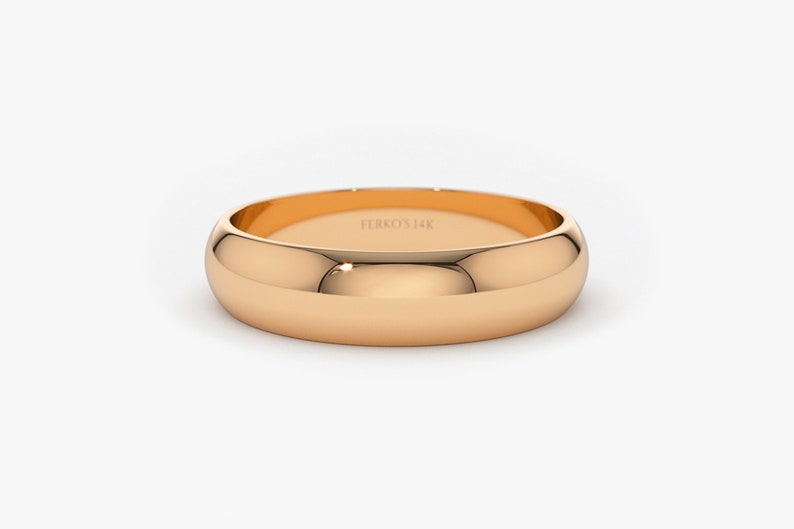 14k Rose Gold 4MM Dome Wedding Band