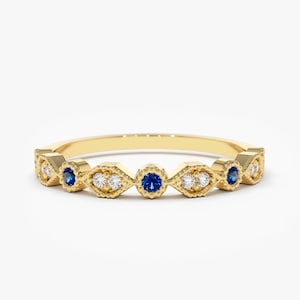 14k Stackable Sapphire Diamond Ring