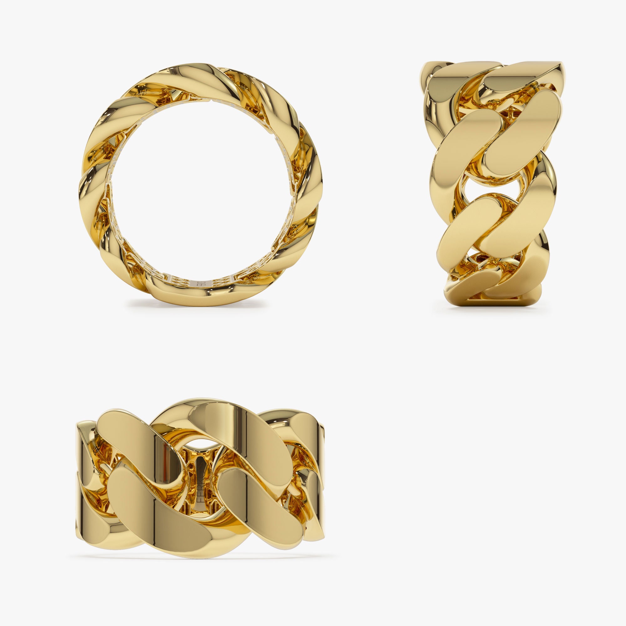 Buy Gold Ring / 14k Gold Chunky Chain Link Ring / Graduating Cuban