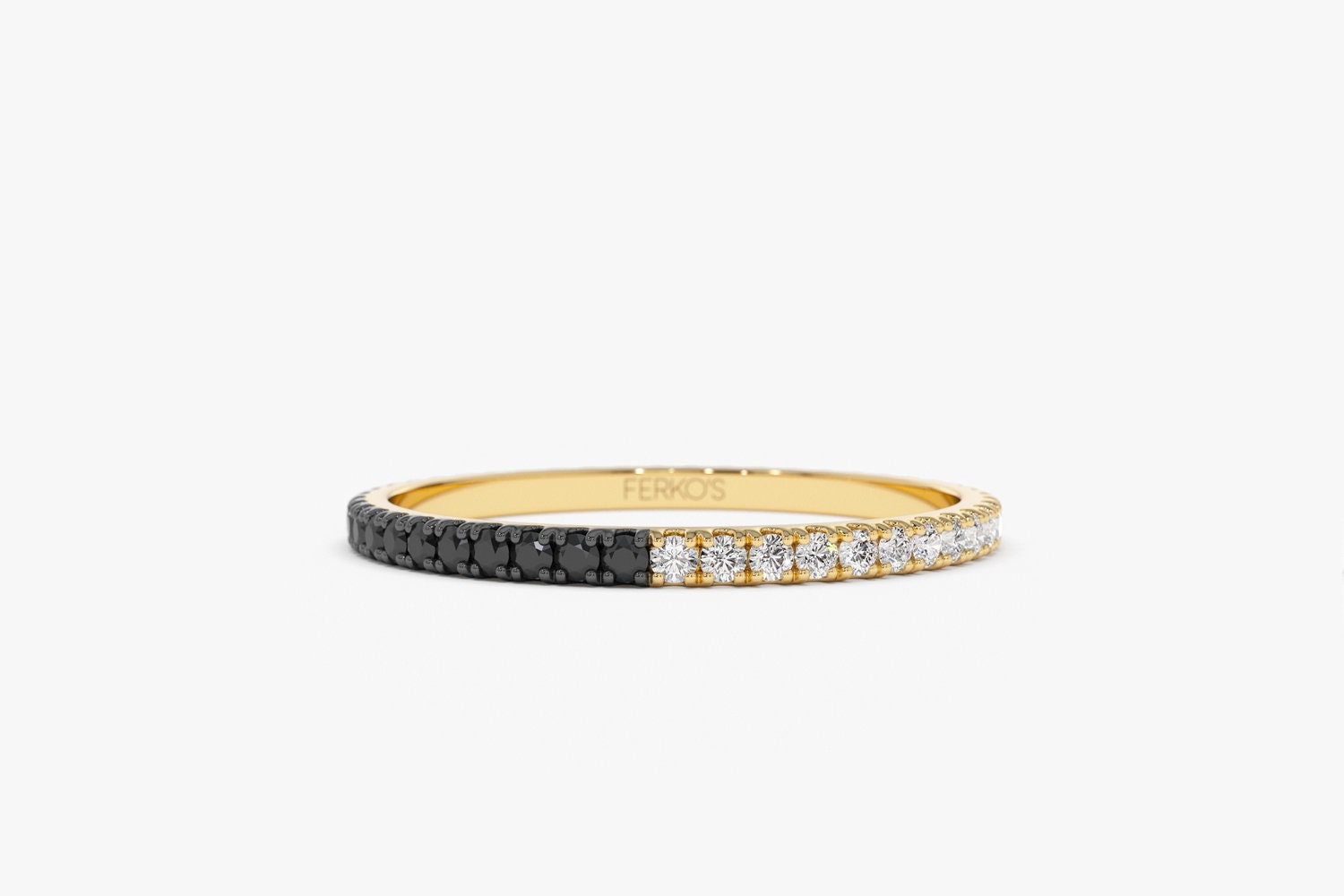 Eternity Ring / 14k 1.5MM Black and White Diamond Micro Pave Eternity ...