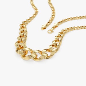 14K Gold Bold Curb Necklace Angle View