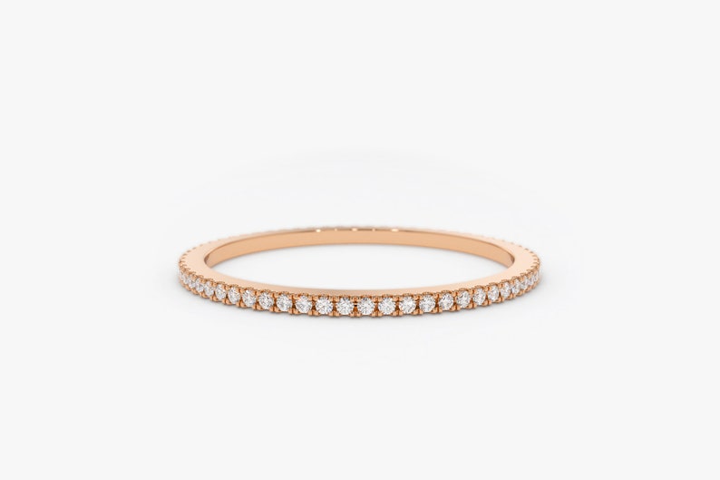 Micro Pave Diamond Eternity Band in 14k Rose Gold