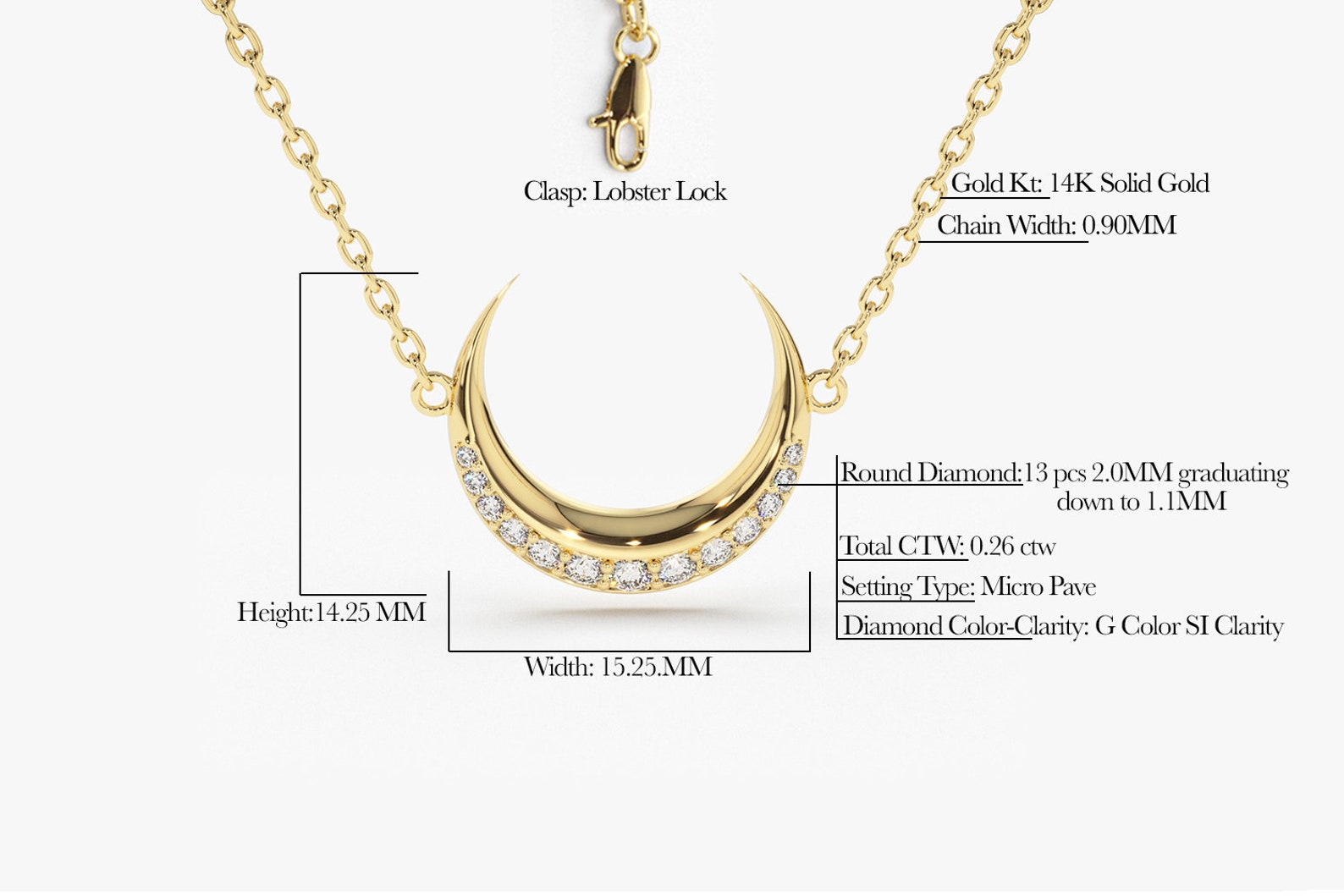 14kt Chain & Crescent Moon