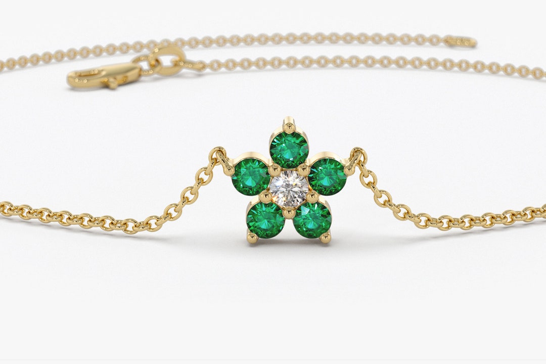 Emerald & 14k Gold Cluster Bracelet