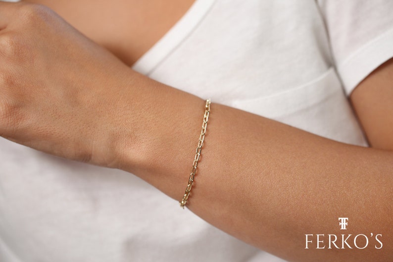 Paper Clip Bracelet / 14k Gold Paper Clip Link Bracelet 8 MM / Etsy