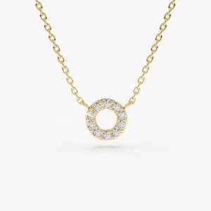 Diamant Kreis Halskette / 14k Mini Diamant Kreis / Offene Kreis Halskette / Schichtung Diamant Halskette / Brautjungfer Geschenk