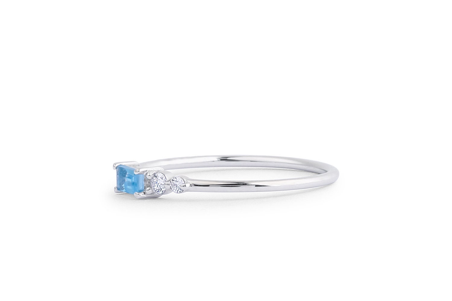 Blue Topaz Ring / Sky Blue Topaz Engagement Ring / 14k White | Etsy