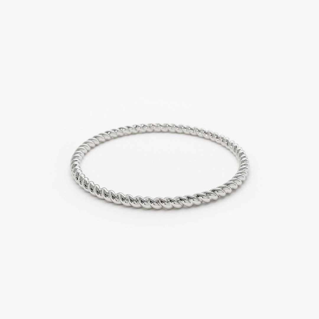 Rope Ring 1.2MM - 14K White Gold Wedding Band as Twisted Rope Ring ...