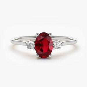 Ruby Engagement Ring in 14k White Gold