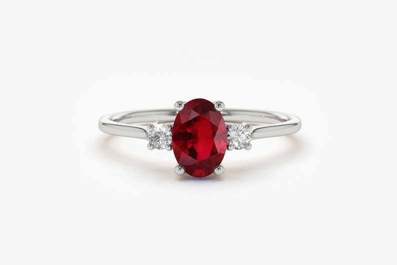 Ruby Engagement Ring in 14k White Gold